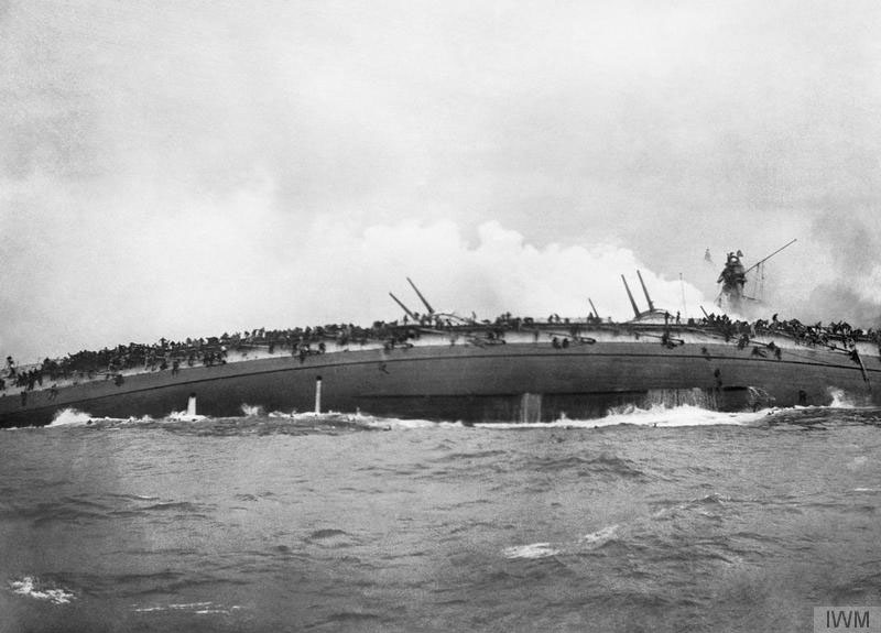 The German heavy cruiser SMS Blücher capsizing during the Battle of Dogger Bank ©
Map of the Battle of Jutland, North Sea, 1916 © Imperial War Museum.
